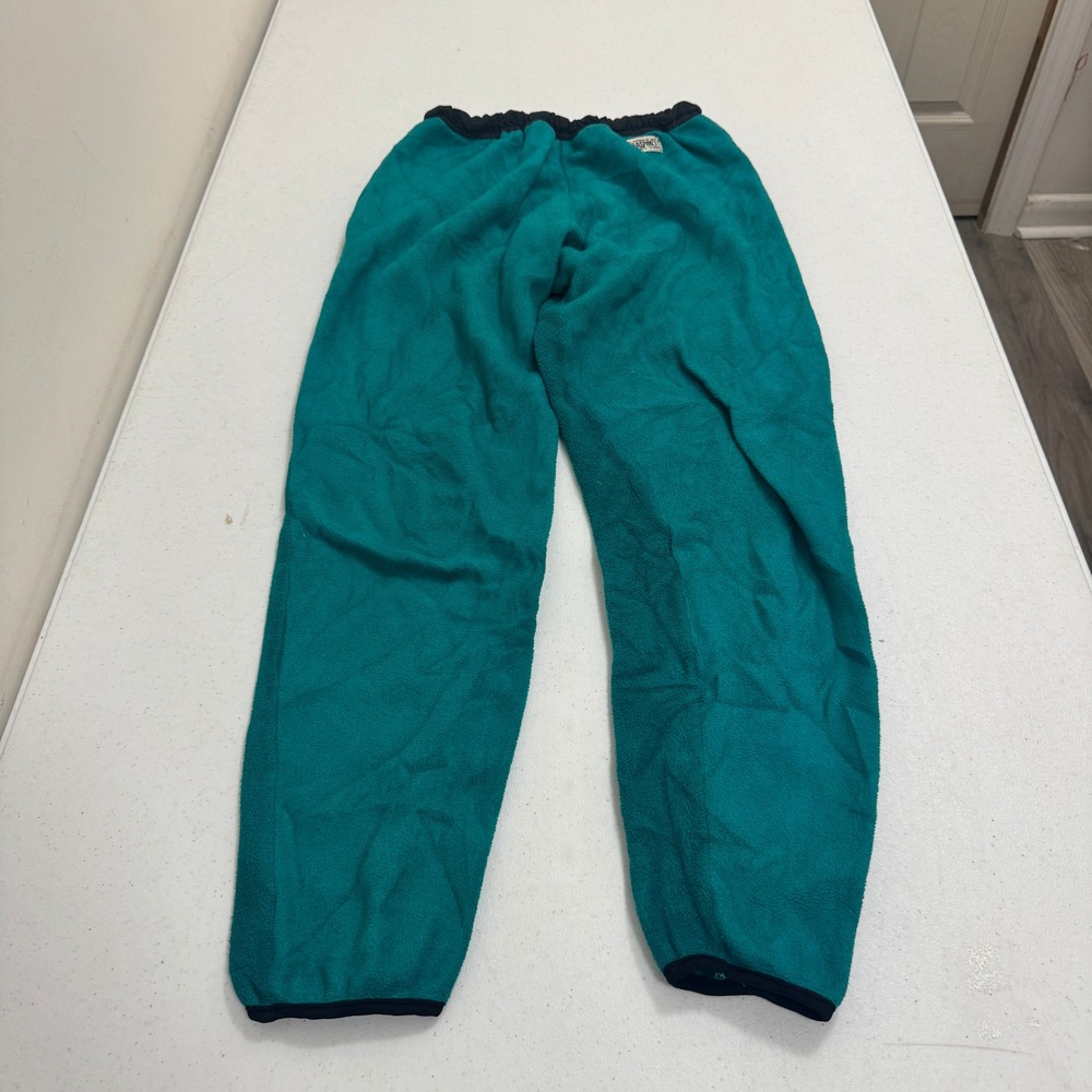 Vintage‎ Extrasport Fleece Joggers Teal Green Black Trim Zip Pocket Mens Small